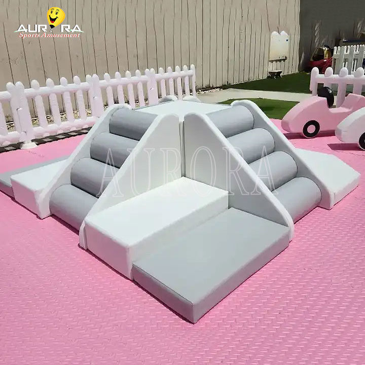 สีขาวชมพู Soft Play Package Set สนามเด็กเล่น อุปกรณ์เล่น Soft Play Indoor Outdoor