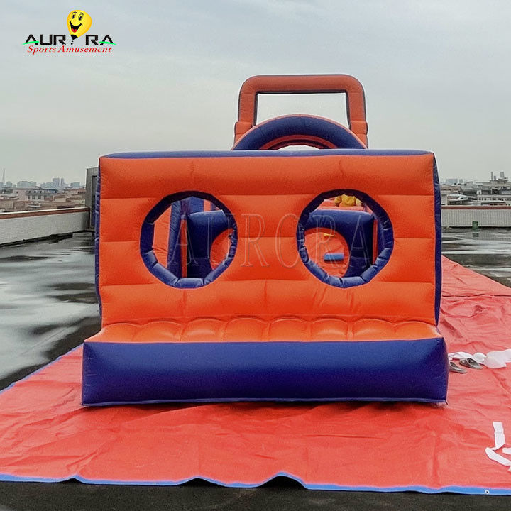 PVC Outdoor Inflatable Obstacle Course บ้านกระโดด ไม่เป็นพิษ สีแดง สีน้ําเงิน
