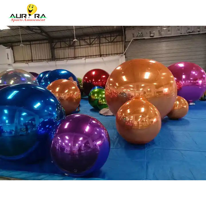 ปรับปรุงลูกกระจกขนาดใหญ่ PVC สําหรับงานปั้นงานปาร์ตี้ สีแดง สีฟ้า สีเหลือง
