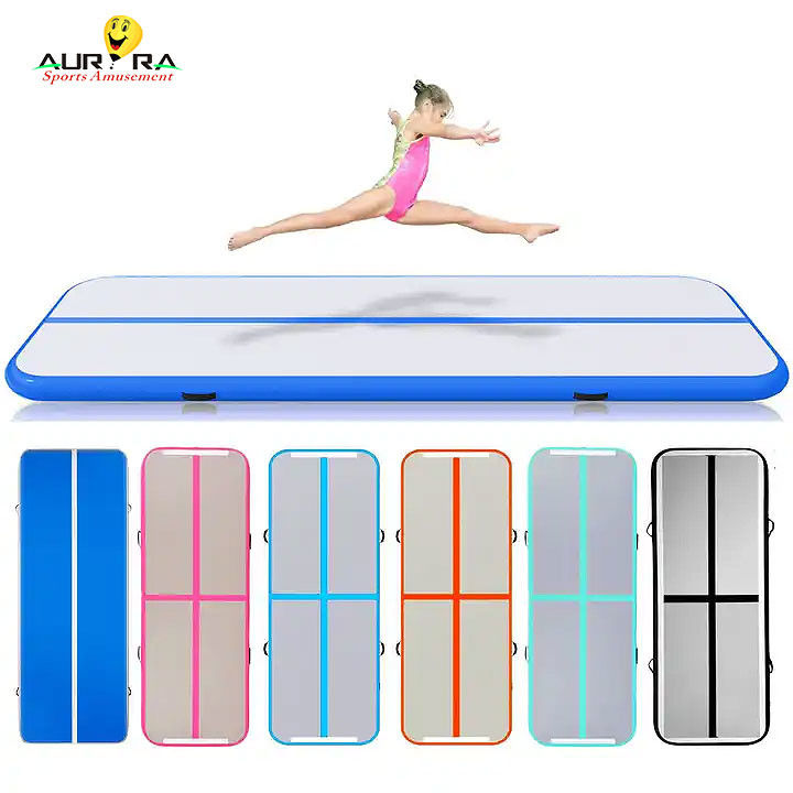 Gym Tumbling Gymastics Air Track Mat 3m Out Door Inflatable Jumping Mat สีฟ้า