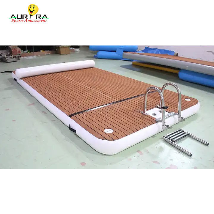 OEM พลอย Dock สระว่ายน้ํา Platform With Ladder Drop Stitch พีวีซี เทคฟอง
