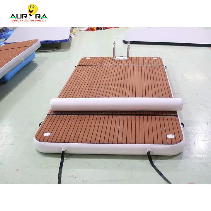 OEM พลอย Dock สระว่ายน้ํา Platform With Ladder Drop Stitch พีวีซี เทคฟอง