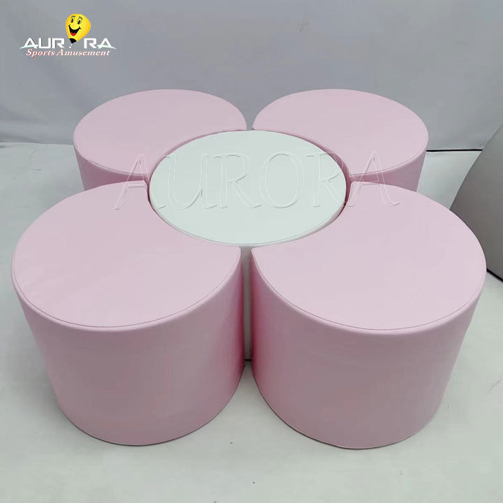สนามเด็กเล่น อุปกรณ์เล่นอ่อนชุดเล่นกลางแจ้ง สีชมพู สีฟ้า สีขาว ภายใน