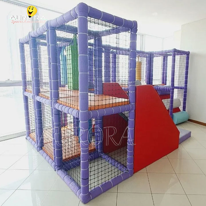 อุปกรณ์พื้นที่เล่นในบ้านเล็กๆ นุ่มๆ เด็กเล่นห้องเล่น สนามเล่น แม็คโดนัลด์สีม่วง