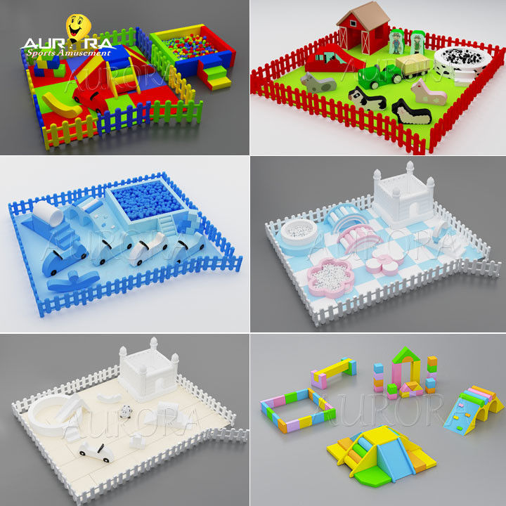 Non Fade Kids อุปกรณ์สนามเด็กในบ้าน สีขาว บ้านกระโดด Merry Go Round Soft Play