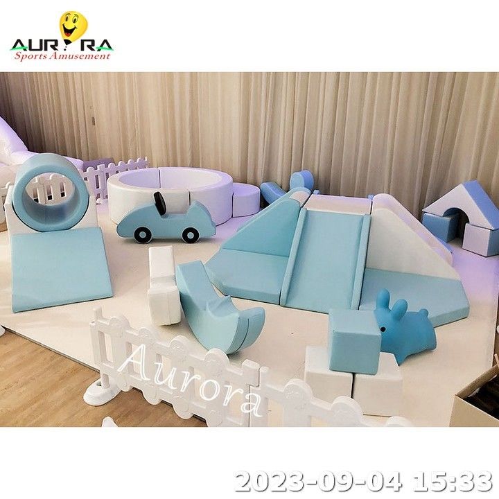 ธุรกิจการเล่น Soft Play สําหรับขาย อุปกรณ์การเล่น Soft Play Set ขาวและชมพู