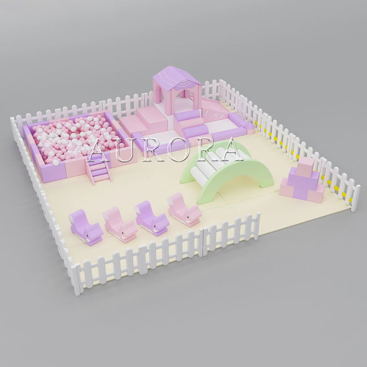 อุปกรณ์เล่นอ่อนที่แท้จริง Soft Play สีม่วง สีชมพูฟองฟองในบ้าน Soft Play