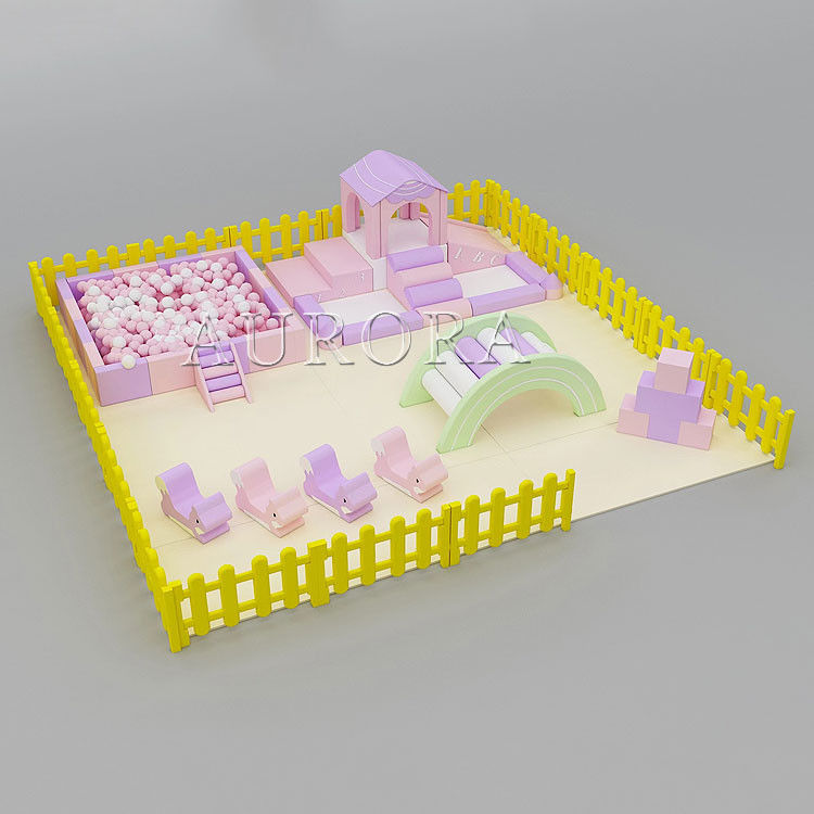 อุปกรณ์เล่นอ่อนที่แท้จริง Soft Play สีม่วง สีชมพูฟองฟองในบ้าน Soft Play