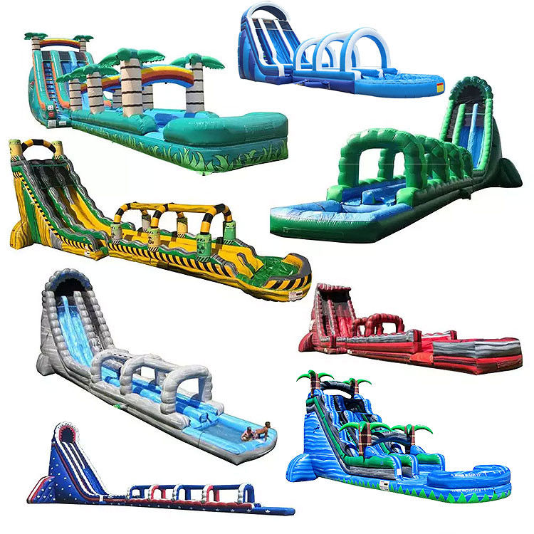 สไลด์น้ําแบบอัดอัดแบบพาณิชย์ สีแดง สไลด์น้ํา PVC พร้อมเครื่องเป่าอากาศ สําหรับเด็ก ผู้ใหญ่