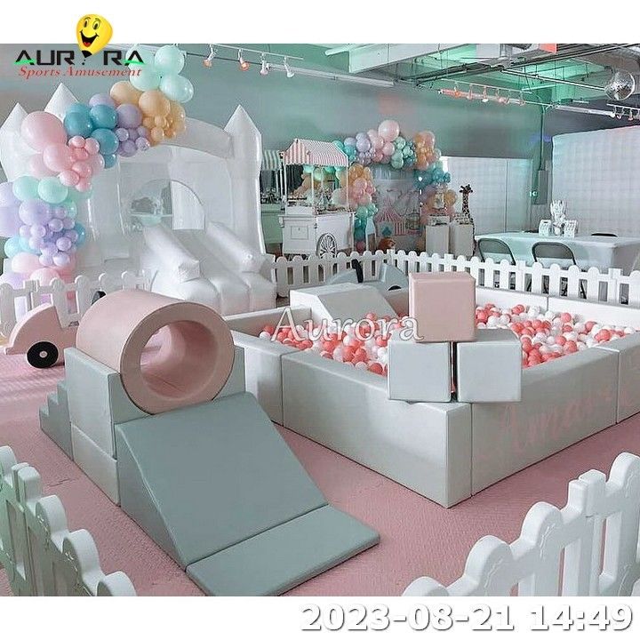 ชุดอุปกรณ์เล่นอ่อนแบบอัดลม สีเฉลี่ย สีชมพูเด็ก
